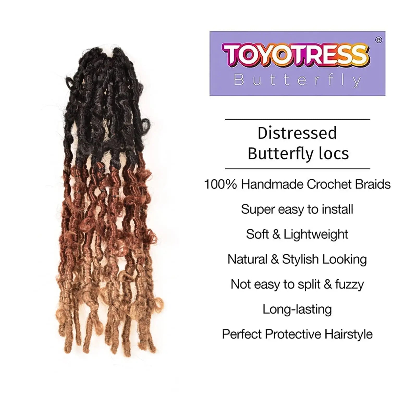 Toyotress Distressed Butterfly Locs Pre-twisted Distressed Synthetic Crochet Hair
